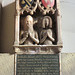 bakewell  church, derbs (57)alabaster wall memorial of sir geoffrey foljambe +1380, his wife in a nebule headdress. the unreliable inscription was added in 1803