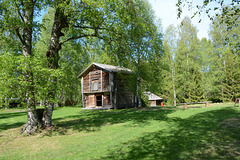 Finland, Wooden two-story Shed at Turkansaari Open Air Museum