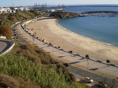 The beach, the marina and the harbour of Sines.