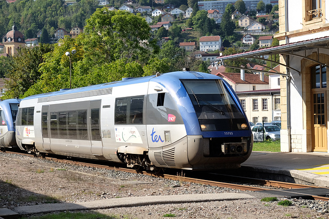 MORTEAU: Arrivé du TER N° 96419 ( Besançon Viotte - LA Chaux de Fonds CH ).