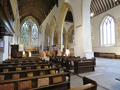 dorchester abbey church, oxon looking from the remains of the crossing into the c13 choir, extended into a new presbytery in the mid c14; (8)