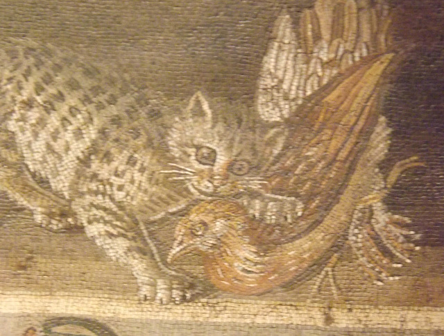 Detail of a Mosaic with Animals from the House of the Faun in Pompeii in the Naples Archaeological Museum, July 2012