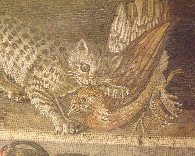 Detail of a Mosaic with Animals from the House of the Faun in Pompeii in the Naples Archaeological Museum, July 2012