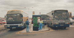 Gold Circle G471 OGG (Scottish Citylink contractor) and Cambridge Coach Services E362 NEG/E367 NEG 29 July 1990