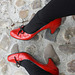 My friend Venla's red heels / Mon amie Venla dans ses superbes talons hauts rouges