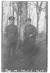 H.H. Sadler in Royal Engineers' uniform with 'Wilkie' - WW1 - 1917