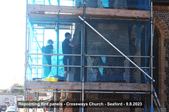 Repointing flint panels - Crossways Church - Seaford - 9 8 2023