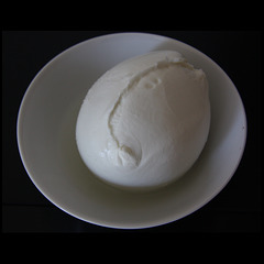 Mozzarella. In a white bowl.