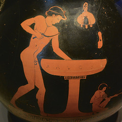 Berlin 2023 – Altes Museum – Young Man with Strigil in front of a Washbasin