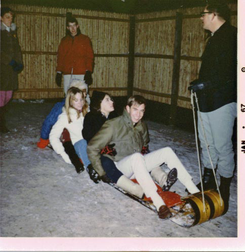 Night sledding, 1967
