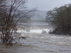 Faskally Dam overflowing with the rainfall of 04 Jan 2016