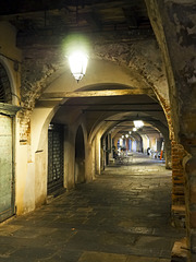 The arcades of the Piazzo, medieval village of Biella