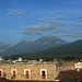 Antigua de Guatemala, City Rooftops and Volcanoes Fuego (3763 m) Left and Acatenango (3976 m) Right