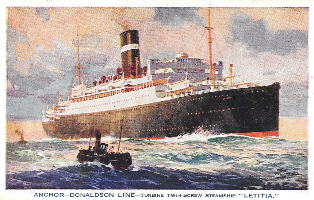 SS Letitia postcard sent by HJS 6 4 1935