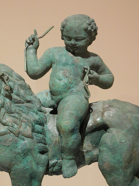 Detail of the Striding Lion and Eros or Dionysos in the Metropolitan Museum of Art, March 2019