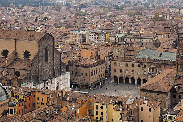 Piazza Maggiore view from Asinelli Tower, Bologna