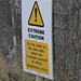 There is a sheer drop off the edge of the Dunphail viaduct - a well-earned warning sign!