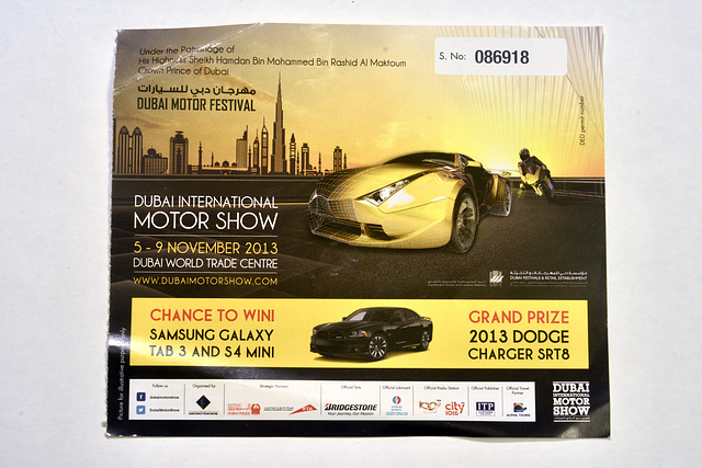 Ticket for the Dubai International Motor Show