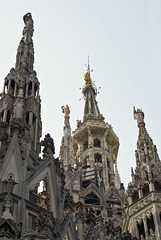 Milano, the Statue of Madonna (Madunina) on the highest spire of the Duomo (Cathedral of Santa Maria Nascente)