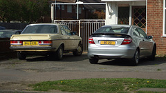1978 Mercedes 230C (C123) and 2005 Mercedes C180 Kompressor Sport Coupé (CL203) 2014-04-11