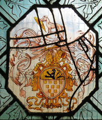 rousham church, oxon ; dormer heraldry in c17 glass