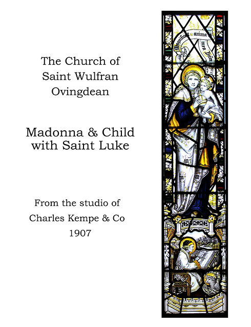 Ovingdean, Saint Wulfran -  Madonna & Child with Saint Luke below by Charles Kempe 1907