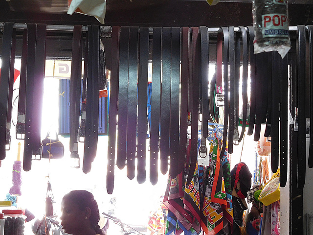 Belts in a shop