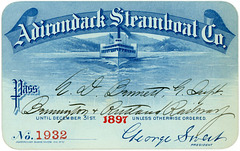 Adirondack Steamboat Company Pass, 1897