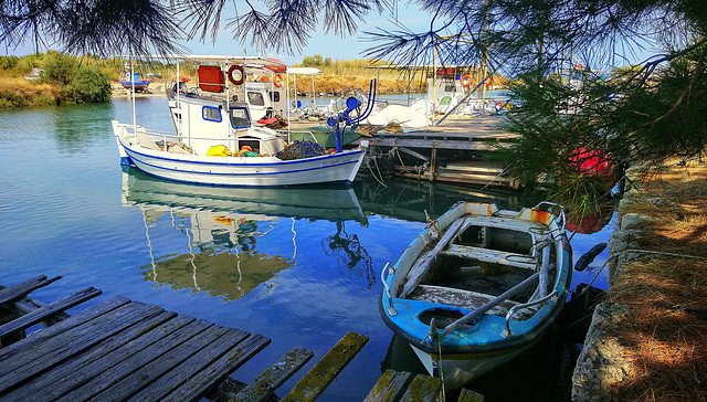 Boats on the Lefkimmi River, Corfu