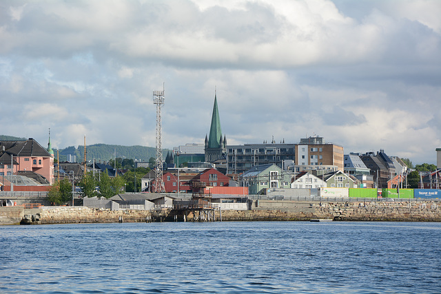 Norway, View of Trondheim with Nidaros Domkirke from the Fjord