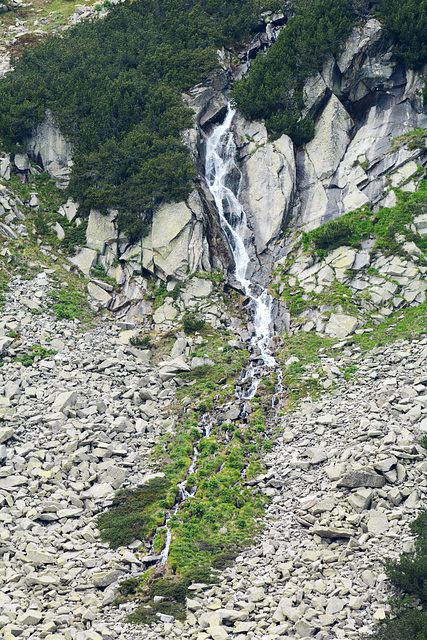 Bulgaria, Pirin Mountains, Nameless Waterfall on the Northern Slopes of the Pit of the Fish Lake