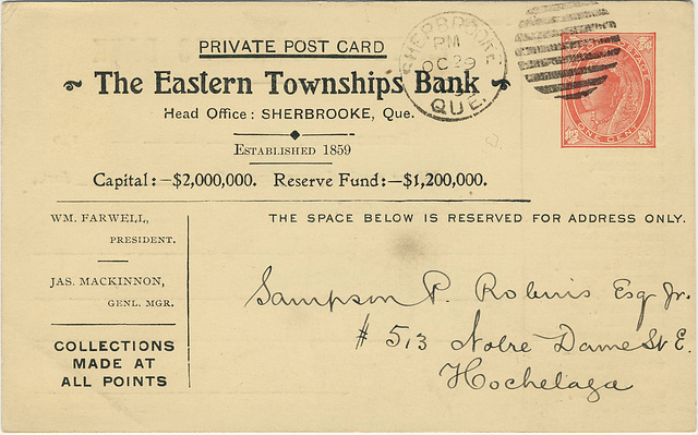 7140R. The Eastern Townships Bank [reverse]