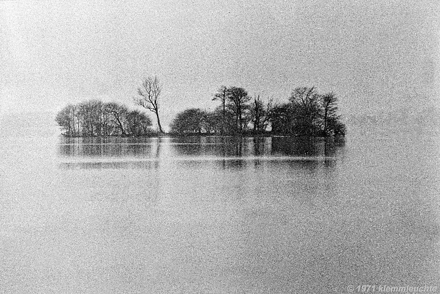 Insel Hankenburg im Großen Plöner See, Nebel gab es (1971)