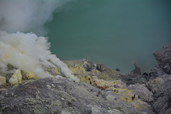 Indonesia, Java, Sulfur Mining Site in the Crater of Ijen Volcano