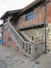 aldeburgh moot hall,  suffolk  built c.1547, the outer stair part of the c19 refurb by r.m. phipson 1854-5, (3)