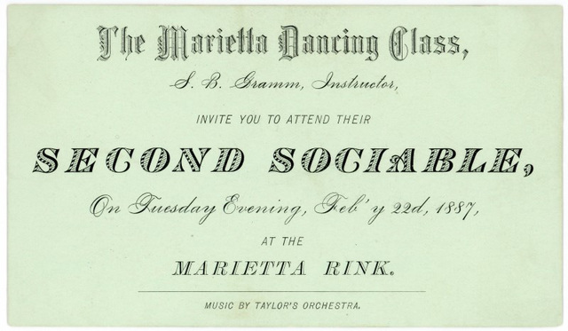 The Marietta Dancing Class, Second Sociable, Marietta, Pa., Feb. 22, 1887