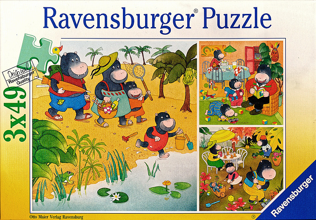 3 x 49 Ravensburger Puzzle mit Hippo Familien-Geschichten, 2016