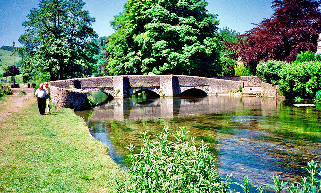 Sheepwash Bridge and the River Wye at Ashford in the Water (Scan from June 1989)