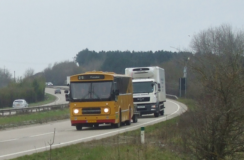 DSCF1112 Dutch stock car transporter on the A11 at Barton Mills - 7 Apr 2018