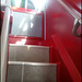 stairs on a red Oxford bus
