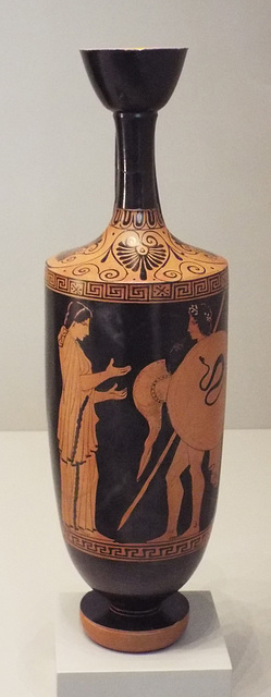Red-Figure Lekythos Attributed to the Phiale Painter with a Departing Warrior in the Getty Villa, June 2016