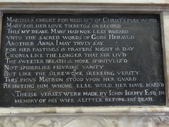 stutton church, suffolk (6) poem to his wife on c17 tomb of john jermy +1662 and martha, erected by her in 1664