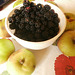 Freshly picked blackberries and apples