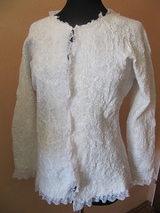 nuno felted blouse with cotton gauze on top and silk lining