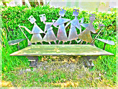 Un banc au jardin des Saules avec effet de mon appareil photo.