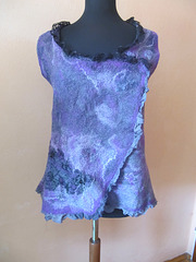 felted vest with lace ruffles