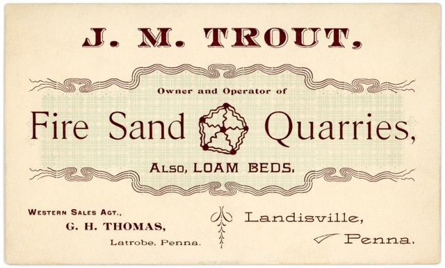 J. M. Trout, Fire Sand Quarries, Landisville, Pennsylvania, ca. 1890s