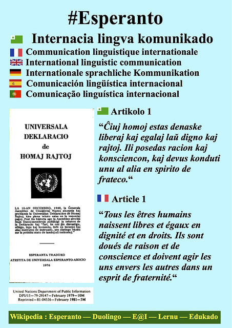 #Esperanto Universala Deklaracio Homaj Rajtoj