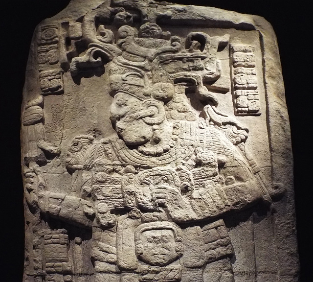 Detail of the King Yuknoom Stele in the Metropolitan Museum, December 2022
