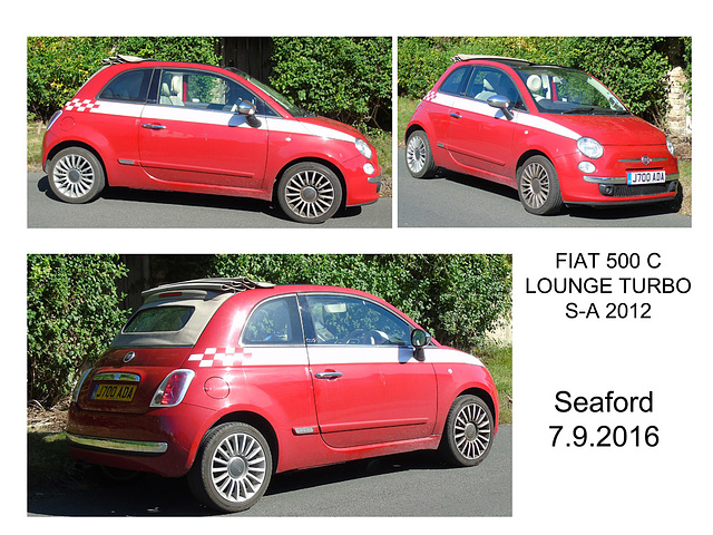 Fiat 500 Lounge Turbo 2012 - Seaford - 6.9.2016